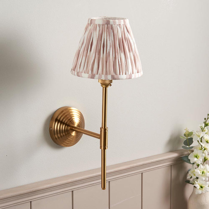 Obelisk T Bar And Ikat 16cm Neutral Shade Wall Light In Brushed Aged Brass