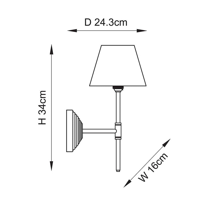 Obelisk T Bar And Ikat 16cm Neutral Shade Wall Light In Brushed Aged Brass