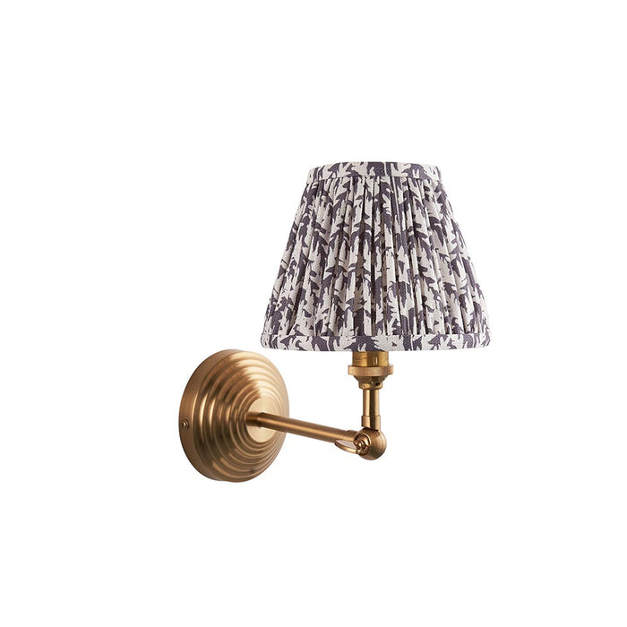 Obelisk Wing And Leaf 16cm Pearl Grey Shade Wall Light In Brushed Aged Brass