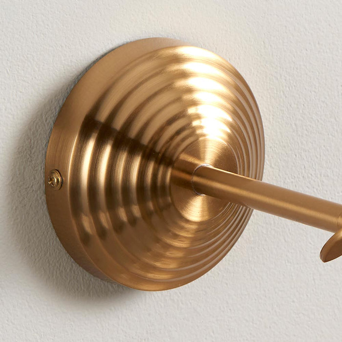 Obelisk Wing And Zigzag 16cm Pearl Grey Shade Wall Light In Brushed Aged Brass