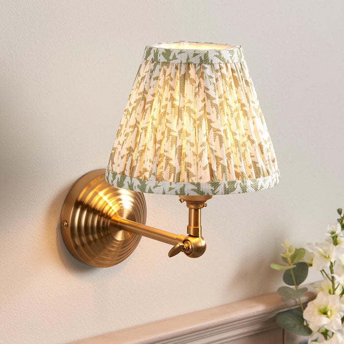 Obelisk Wing And Leaf 16cm Herb Garden Green Shade Wall Light In Brushed Aged Brass