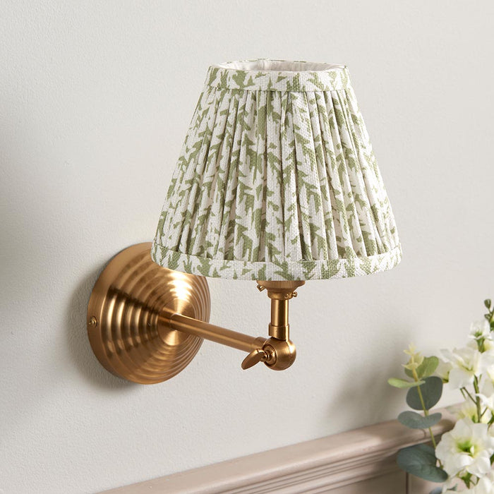 Obelisk Wing And Leaf 16cm Herb Garden Green Shade Wall Light In Brushed Aged Brass