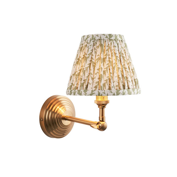 Obelisk Wing And Leaf 16cm Herb Garden Green Shade Wall Light In Brushed Aged Brass