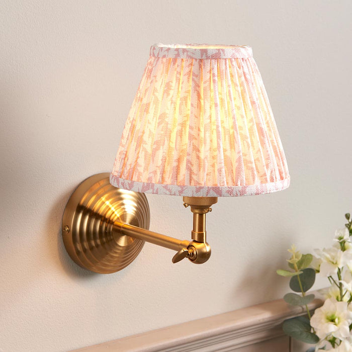 Obelisk Wing And Leaf 16cm Peachy Keen Shade Wall Light In Brushed Aged Brass