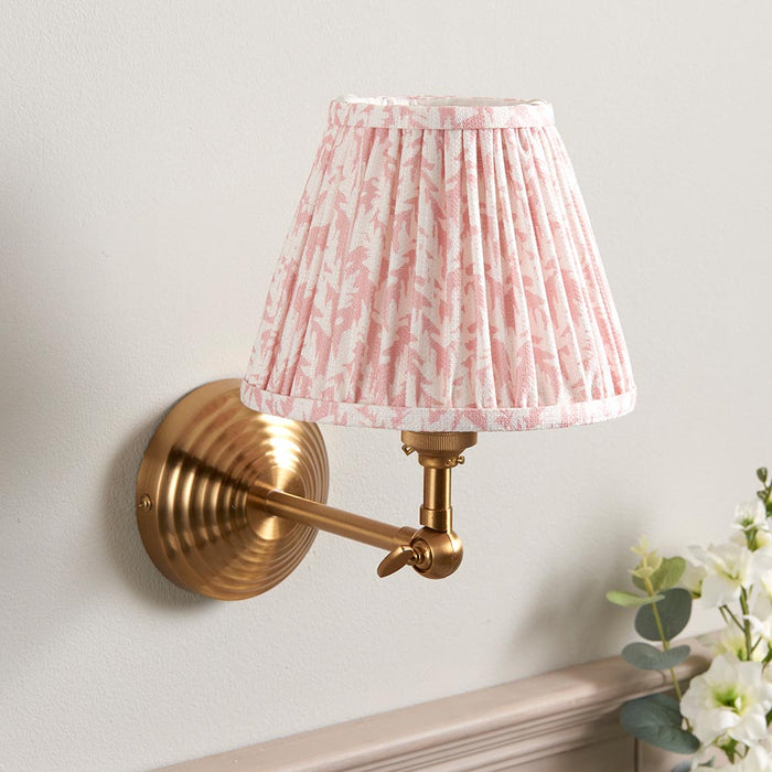 Obelisk Wing And Leaf 16cm Peachy Keen Shade Wall Light In Brushed Aged Brass