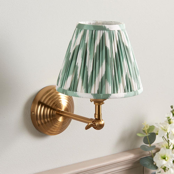 Obelisk Wing And Zigzag 16cm Cotswold Green Shade Wall Light In Brushed Aged Brass