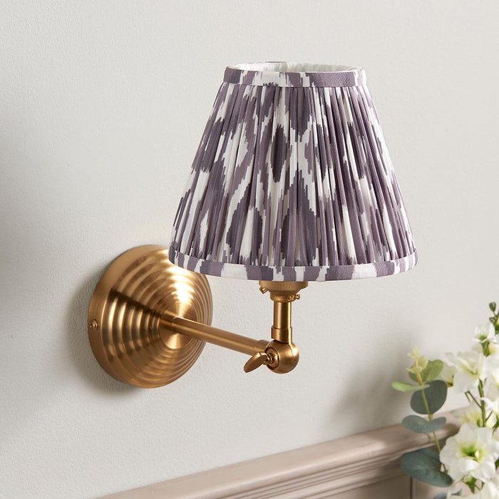 Obelisk Wing And Ikat 16cm Pearl Grey Shade Wall Light In Brushed Aged Brass