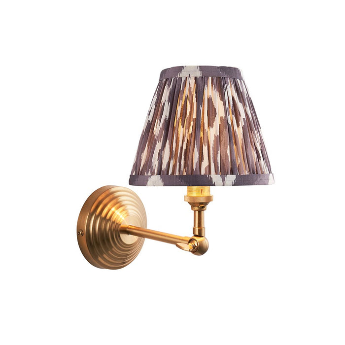 Obelisk Wing And Ikat 16cm Pearl Grey Shade Wall Light In Brushed Aged Brass