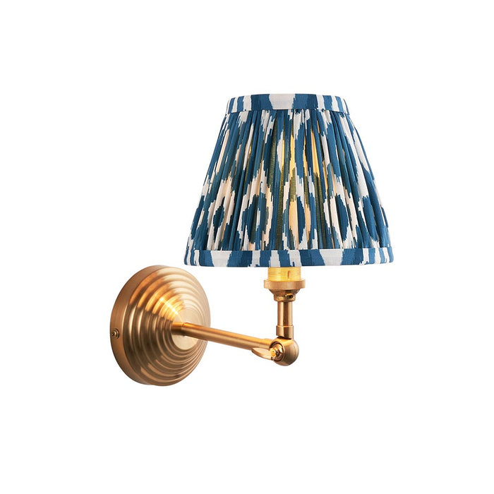 Obelisk Wing And Ikat 16cm Marlin Blue Shade Wall Light In Brushed Aged Brass