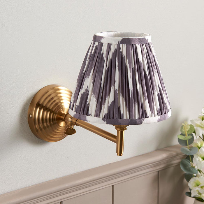Obelisk Fold And Zigzag 16cm Pearl Grey Shade Wall Light In Brushed Aged Brass