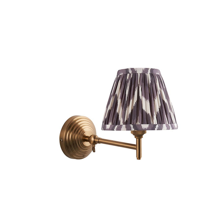 Obelisk Fold And Zigzag 16cm Pearl Grey Shade Wall Light In Brushed Aged Brass