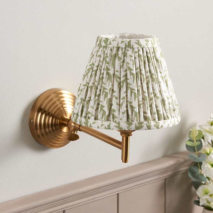 Obelisk Fold And Leaf 16cm Herb Garden Green Shade Wall Light In Brushed Aged Brass