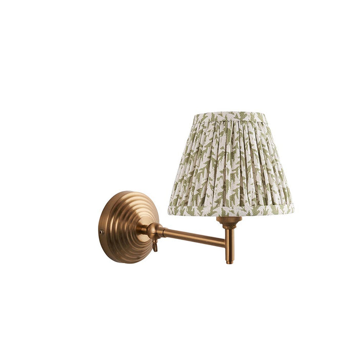 Obelisk Fold And Leaf 16cm Herb Garden Green Shade Wall Light In Brushed Aged Brass
