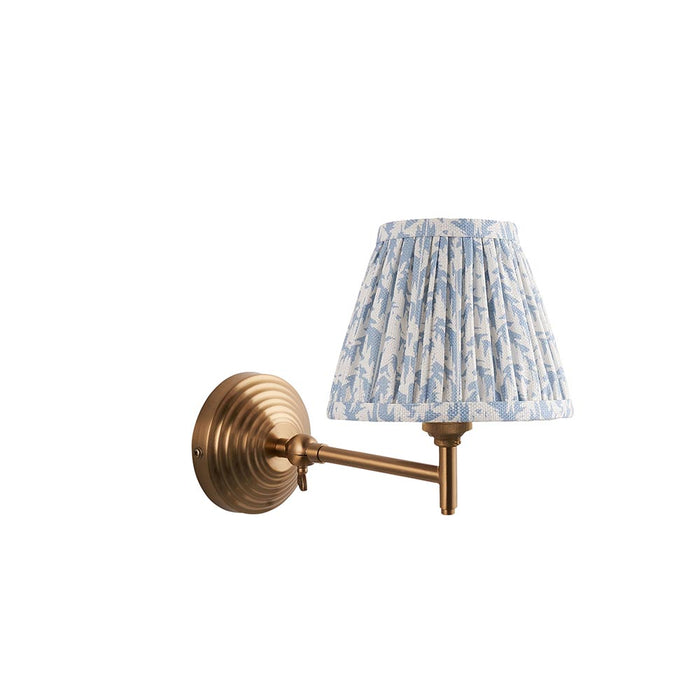 Obelisk Fold And Leaf 16cm Shell Bay Blue Shade Wall Light In Brushed Aged Brass