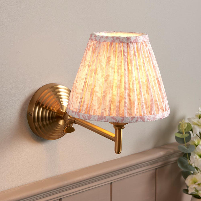 Obelisk Fold And Leaf 16cm Peachy Keen Shade Wall Light In Brushed Aged Brass