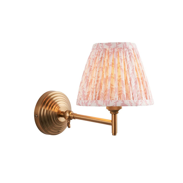 Obelisk Fold And Leaf 16cm Peachy Keen Shade Wall Light In Brushed Aged Brass