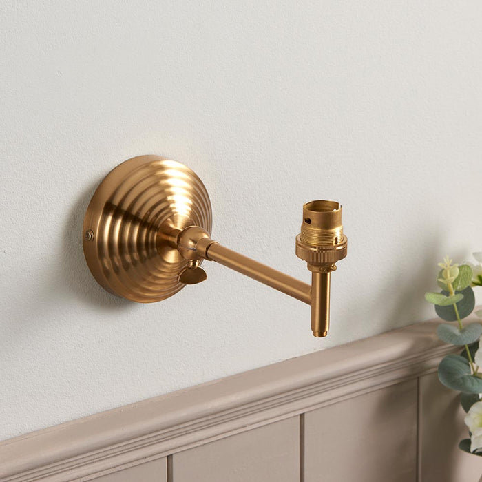 Obelisk Fold And Ripple 16cm Pearl Grey Shade Wall Light In Brushed Aged Brass