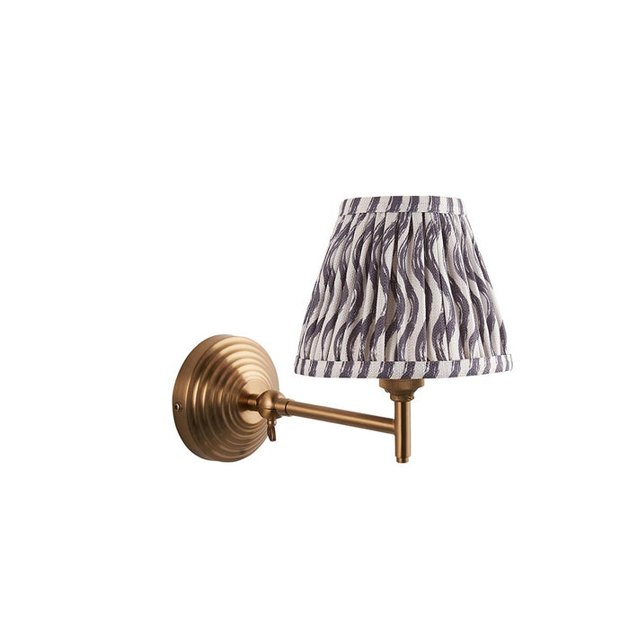 Obelisk Fold And Ripple 16cm Pearl Grey Shade Wall Light In Brushed Aged Brass
