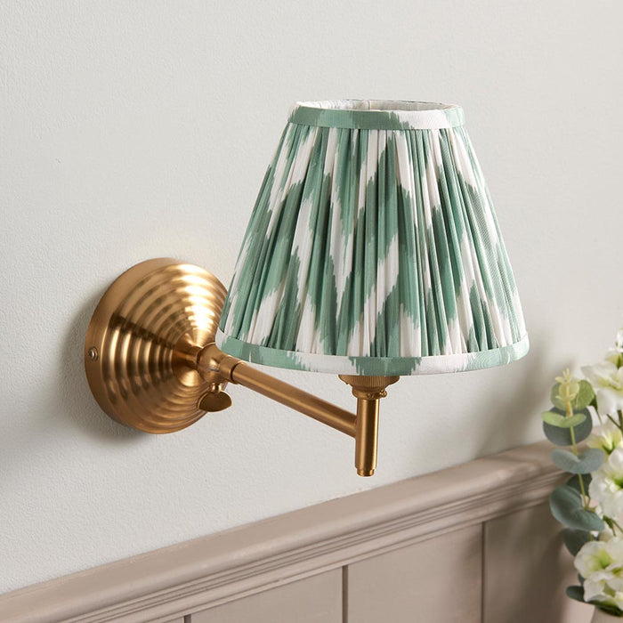 Obelisk Fold And Zigzag 16cm Cotswold Green Shade Wall Light In Brushed Aged Brass