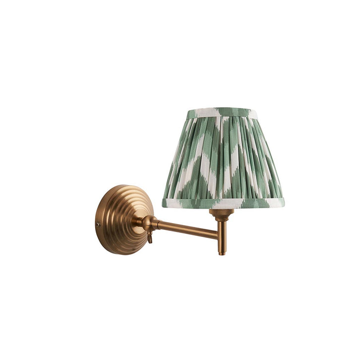 Obelisk Fold And Zigzag 16cm Cotswold Green Shade Wall Light In Brushed Aged Brass