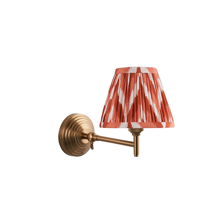 Obelisk Fold And Zigzag 16cm Apricot Orange Shade Wall Light In Brushed Aged Brass