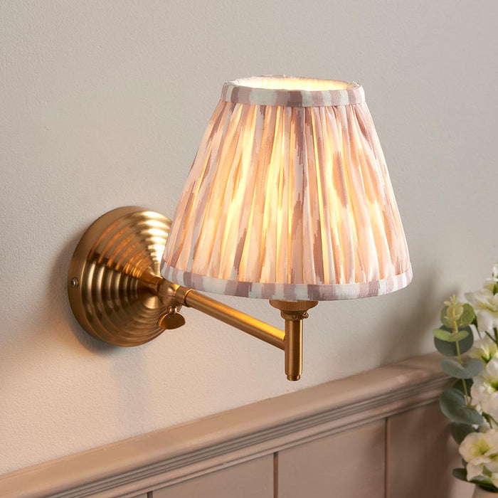 Obelisk Fold And Ikat 16cm Neutral Shade Wall Light In Brushed Aged Brass