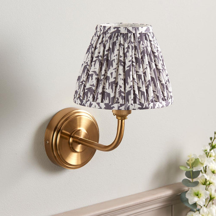 Step Arc And Leaf 16cm Pearl Grey Shade Wall Light In Brushed Aged Brass