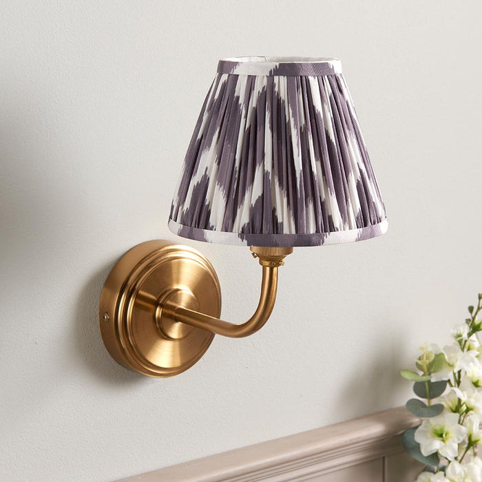 Step Arc And Zigzag 16cm Pearl Grey Shade Wall Light In Brushed Aged Brass