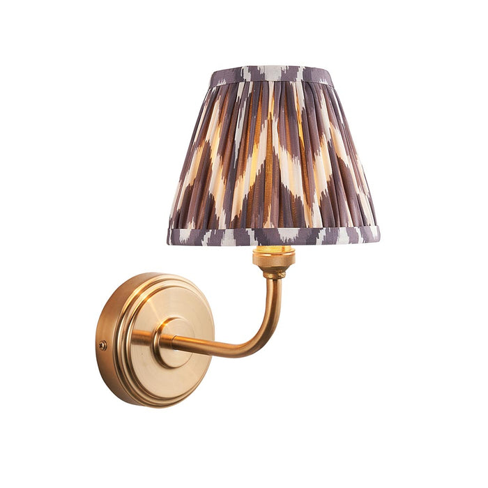 Step Arc And Zigzag 16cm Pearl Grey Shade Wall Light In Brushed Aged Brass