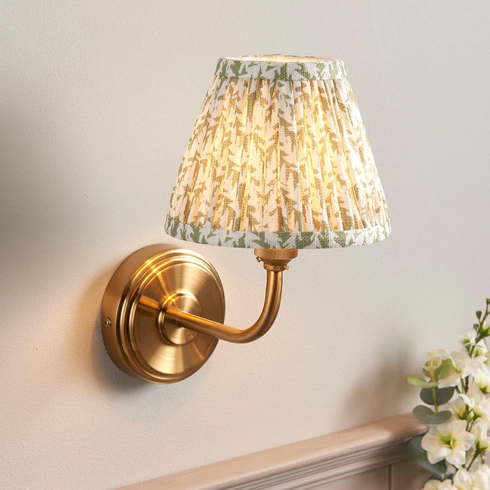 Step Arc And Leaf 16cm Herb Garden Green Shade Wall Light In Brushed Aged Brass