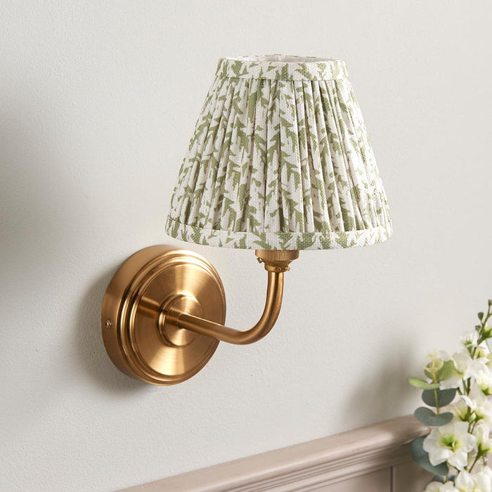 Step Arc And Leaf 16cm Herb Garden Green Shade Wall Light In Brushed Aged Brass