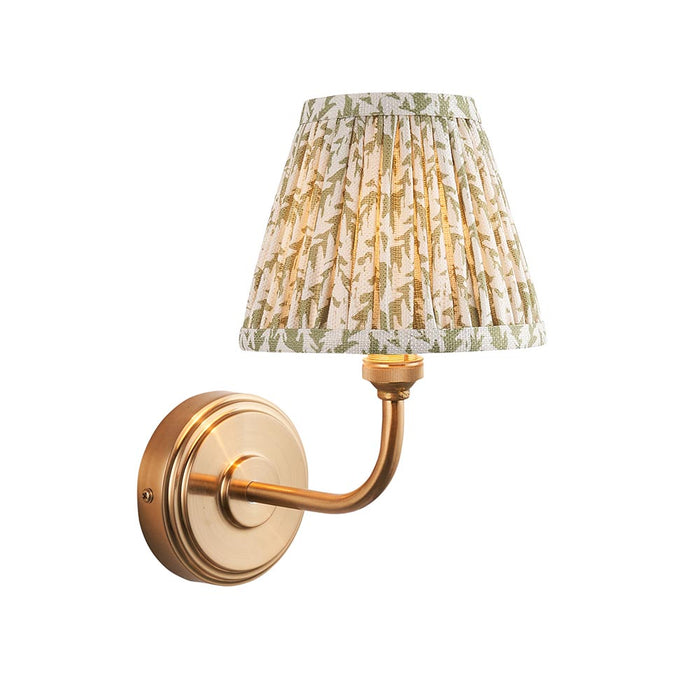 Step Arc And Leaf 16cm Herb Garden Green Shade Wall Light In Brushed Aged Brass