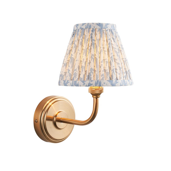 Step Arc And Leaf 16cm Shell Bay Blue Shade Wall Light In Brushed Aged Brass