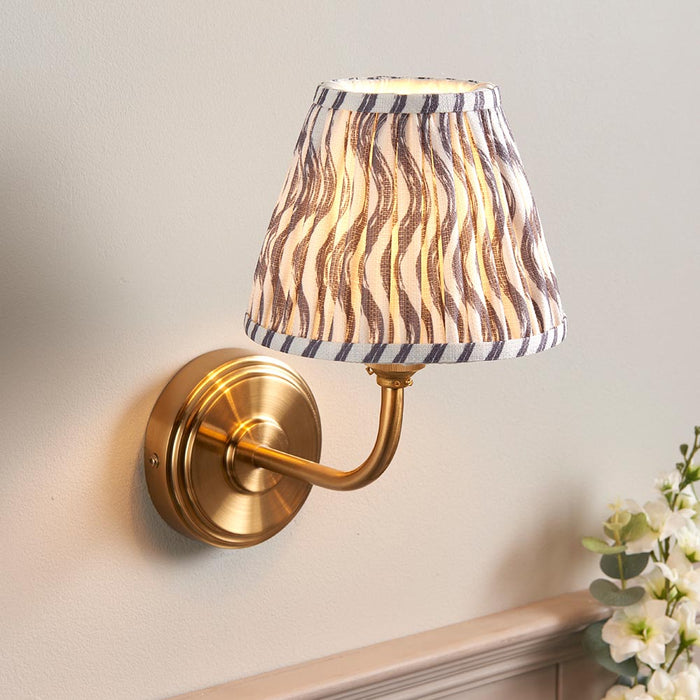 Step Arc And Ripple 16cm Pearl Grey Shade Wall Light In Brushed Aged Brass