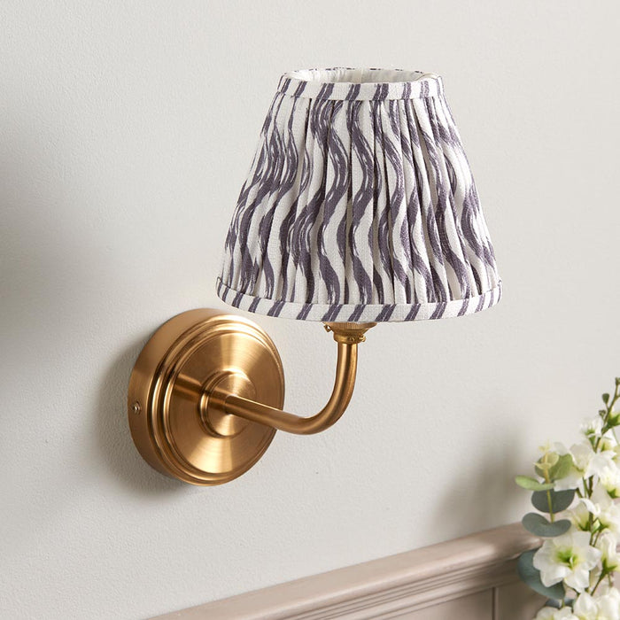 Step Arc And Ripple 16cm Pearl Grey Shade Wall Light In Brushed Aged Brass