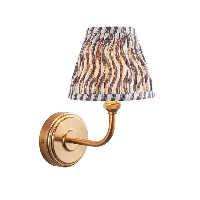 Step Arc And Ripple 16cm Pearl Grey Shade Wall Light In Brushed Aged Brass