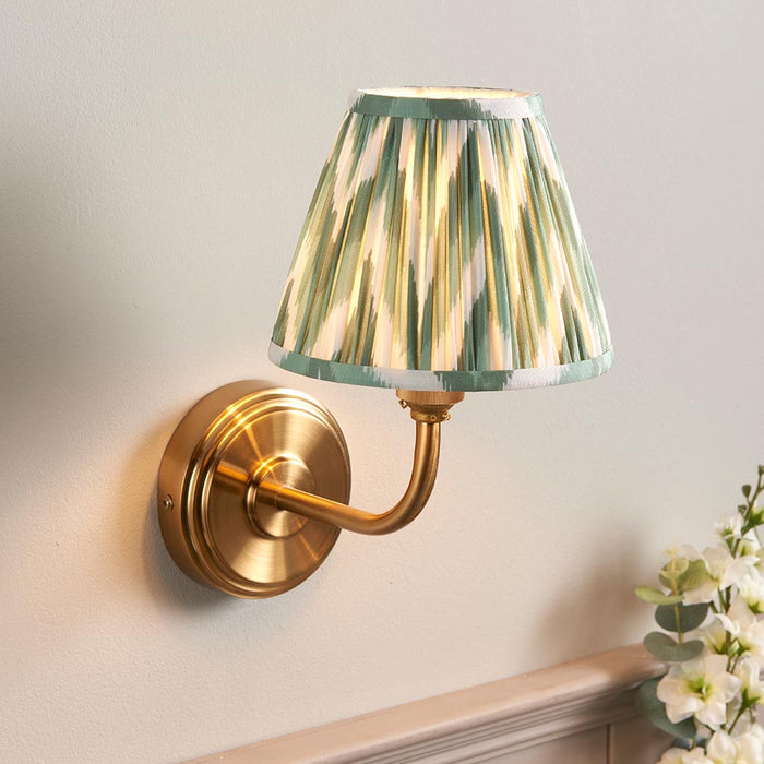 Step Arc And Zigzag 16cm Cotswold Green Shade Wall Light In Brushed Aged Brass