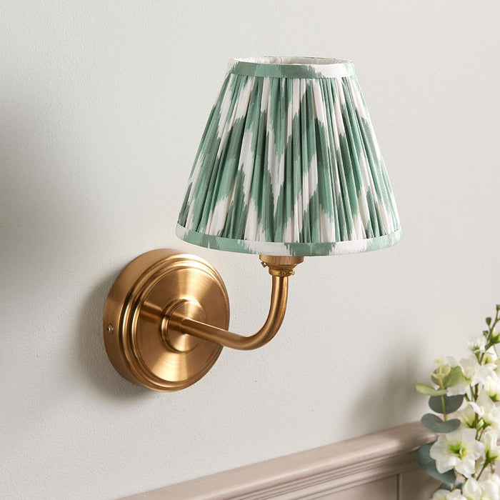 Step Arc And Zigzag 16cm Cotswold Green Shade Wall Light In Brushed Aged Brass