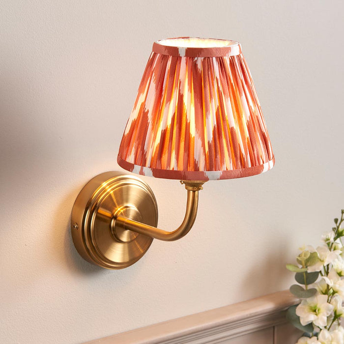 Step Arc And Zigzag 16cm Apricot Orange Shade Wall Light In Brushed Aged Brass