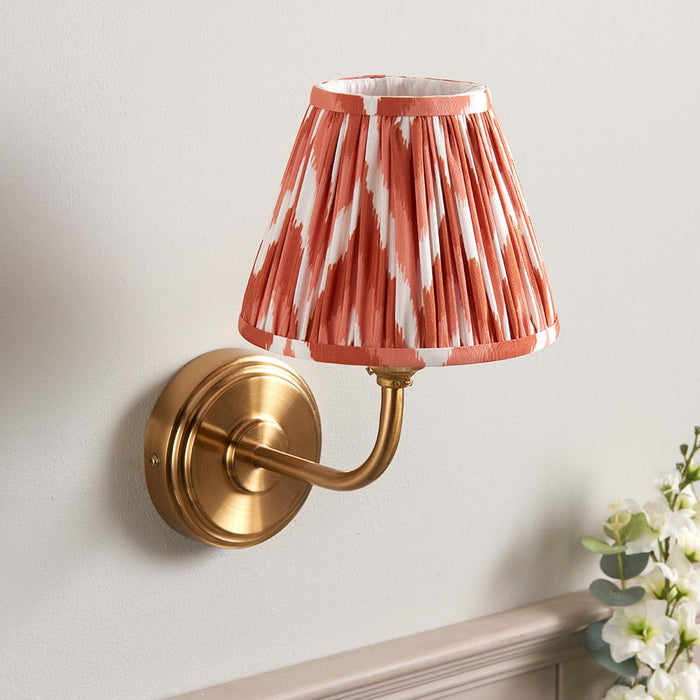 Step Arc And Zigzag 16cm Apricot Orange Shade Wall Light In Brushed Aged Brass