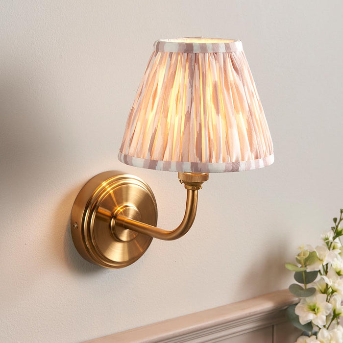 Step Arc And Ikat 16cm Neutral Shade Wall Light In Brushed Aged Brass