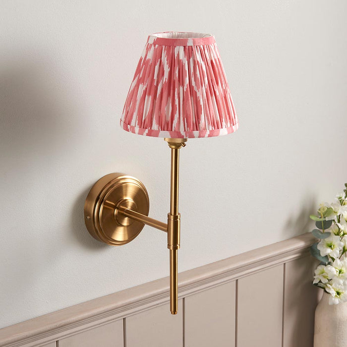 Step T Bar And Ikat 16cm Coral Pink Shade Wall Light In Brushed Aged Brass