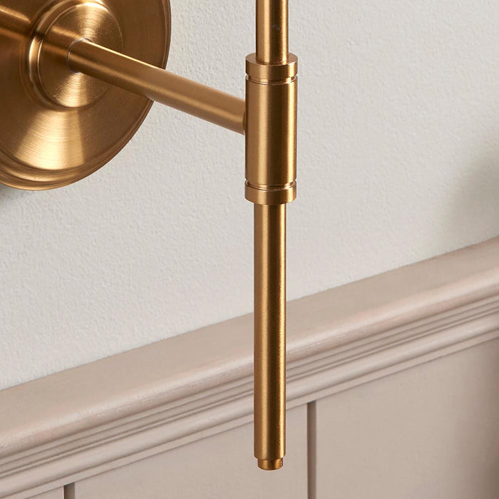 Step T Bar And Leaf 16cm Shell Bay Blue Shade Wall Light In Brushed Aged Brass
