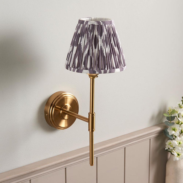Step T Bar And Ikat 16cm Pearl Grey Shade Wall Light In Brushed Aged Brass