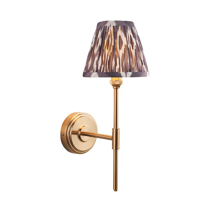 Step T Bar And Ikat 16cm Pearl Grey Shade Wall Light In Brushed Aged Brass