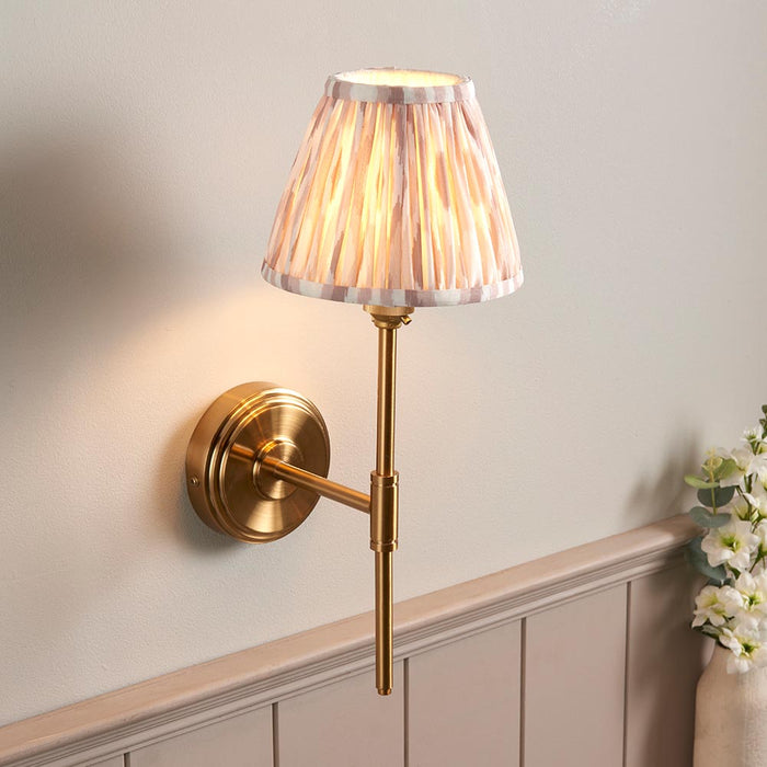 Step T Bar And Ikat 16cm Neutral Shade Wall Light In Brushed Aged Brass