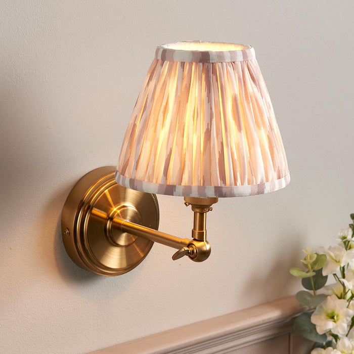 Step Wing And Ikat 16cm Neutral Shade Wall Light In Brushed Aged Brass