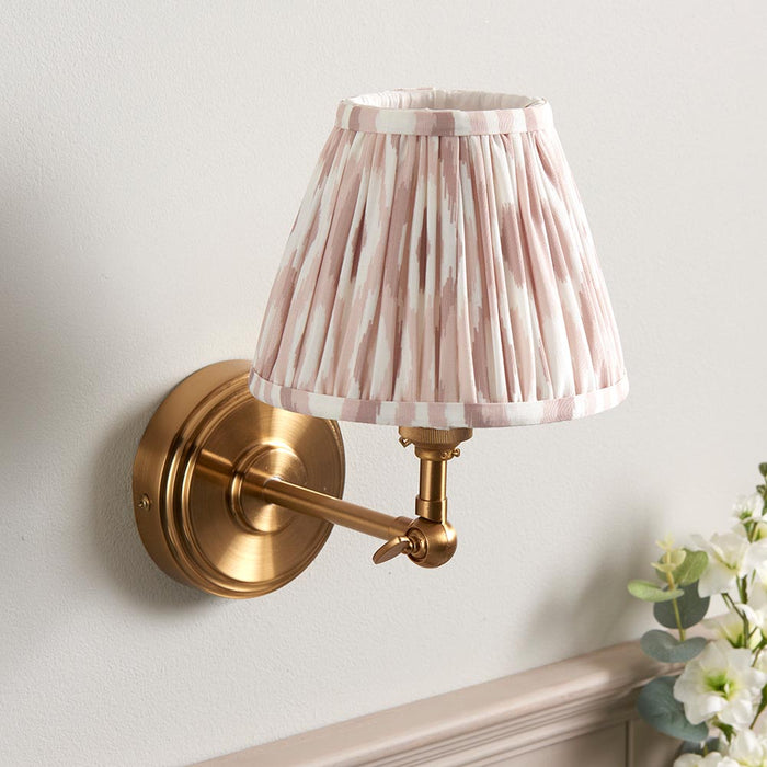 Step Wing And Ikat 16cm Neutral Shade Wall Light In Brushed Aged Brass