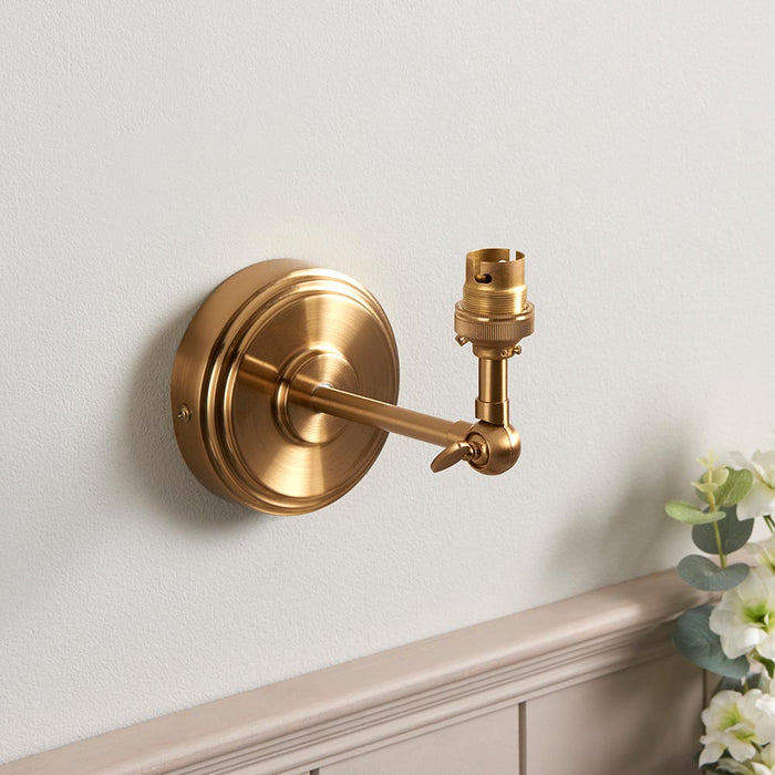 Step Wing And Ikat 16cm Neutral Shade Wall Light In Brushed Aged Brass