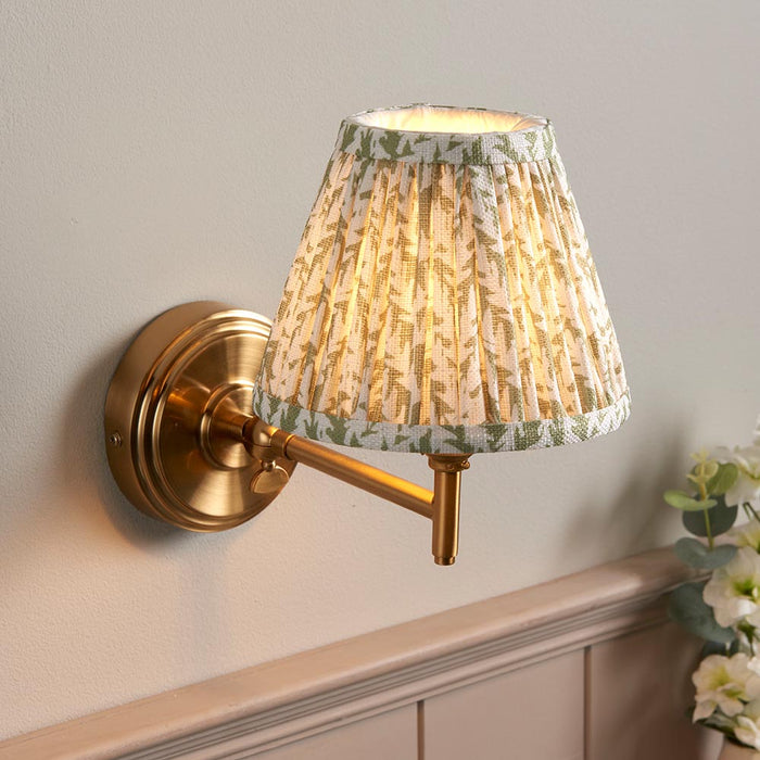 Step Fold And Leaf 16cm Herb Garden Green Shade Wall Light In Brushed Aged Brass